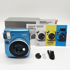 ■希少なブルー！元箱付きのほぼ新品■ FUJIFILM フジフイルム インスタントカメラ instax mini 70 チェキ ブルー