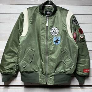 SIZE L STUSSY UK FRAGMENT DESIGN ALPHA MA-1 GREEN ステューシー フラグメント デザイン アルファ フライトジャケット グリーン