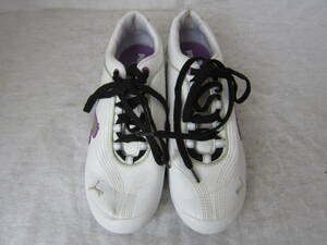 Puma Soleil Cat（プーマ ソレイルキャット）（351865 16）　白銀紫 レザー　　wm24㎝ US7　　2012年製　　レディース　　ok2309C