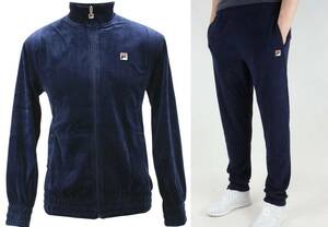 日本未入荷 アメリカ限定 【L】 FILA フィラ Velour ベロア 上下 セットアップ 紺 トラックジャケット パンツ USA正規品 トラックスーツ