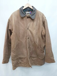 ■ schott ショット USA製 裏地チェック スナップボタン レザージャケット サイズ44 ブラウン メンズ P