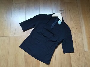 シビラ　Sybilla　カットソー　五分袖　黒　Mサイズ　コットン　日本製　手洗い可　夏物