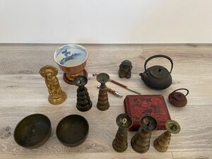 仙台堆朱　小箱　鉄瓶　茶道具　南部鉄器　鉄製大黒天　骨董　キセル　金属製　仏具　金属工芸　お地蔵様　まとめ売り 急須 鉄器 茶器