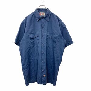 Dickies 半袖 シャツ Lサイズ ディッキーズ 胸ポケット ワークシャツ ネイビー 古着卸 アメリカ仕入 t2407-3698