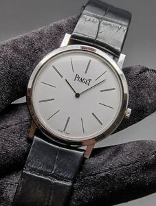 中古美品 保証書あり ピアジェ PIAGET アルティプラノ G0A29112 白 ホワイト文字盤 2針 K18 WG 750 極薄 メンズ 手巻き 腕時計