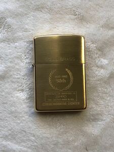 ZIPPO ジッポー ジッポ SOLID BRASS ソリッドブラス COMMMORATIVE コメモラティブ　50周年記念　未使用品　金色　ゴールド　1992年製