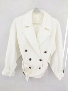 ◇ ◎ DOUBLE STANDARD CLOTHING ウエストベルト付き 長袖 ジャケット サイズ36 ホワイト系 レディース