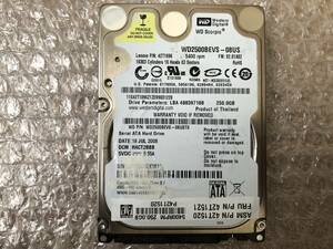 【ジャンク】WesternDigital WD2500BEVS-08UST0 250GB 9.5mm厚 