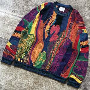 圧巻のカラー配色 芸術 花柄 植物柄 ★ COOGI AUSTRALIA ★ クージー コットン 3D 立体 ニット セーター S