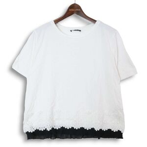 ZARA ザラ 春夏 レース切替★ レイヤード風 半袖 カットソー Sz.L　レディース　E4T01836_8#A