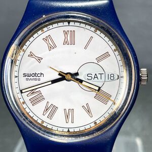 SWATCH スウォッチ DIAMONDS GN706 腕時計 アナログ クオーツ 3針 カレンダー ホワイト文字盤 ネイビー 新品電池交換済み 動作確認済み