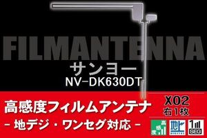 地デジ ワンセグ フルセグ L字型 フィルムアンテナ 右1枚 サンヨー SANYO 用 NV-DK630DT 対応 フロントガラス 高感度 車