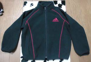 1075★adidasアディダス★黒色赤ラインのフリース100★USED即決