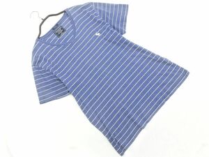 ネコポスOK Abercrombie & Fitch アバクロンビー＆フィッチ Vネック ボーダー ワンポイント Tシャツ sizeXS/青 ■◆ ☆ ega8 メンズ