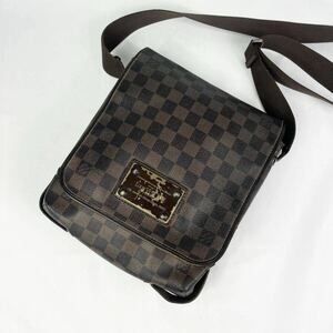 1円【良品】LOUIS VUITTON ルイヴィトン ダミエ ブルックリンPM ショルダーバッグ 斜め掛けショルダー N51210 エベヌ ブラウン メンズ