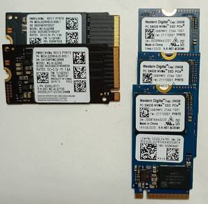 8 - SAMSUNG WD NVME 2242 SSD 256GB 5枚 使用時間少