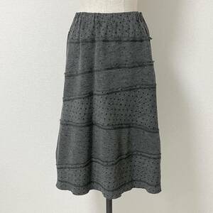 AD2003 tricot COMME des GARCONS ひざ丈 スカート ピンドット 螺旋 グレー トリココムデギャルソン VINTAGE archive 4040141