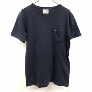 アルファインダストリーズ ALPHA INDUSTRIES Tシャツ カットソー ポケットにロゴタグ 丸首 半袖 綿100% コットン S ネイビー 紺 メンズ