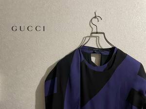 ◯ イタリア製 GUCCI ボーダー スカーフ ブラウス / グッチ シルク バイアス ワンピース バイオレット 紫 42 Ladies #Sirchive