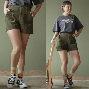 定価13,200円 美品 OceanPacific オーシャン パシフィック×CHIHARU DODO 百々千晴 コラボ コーデュロイ ショートパンツ OLIVE S