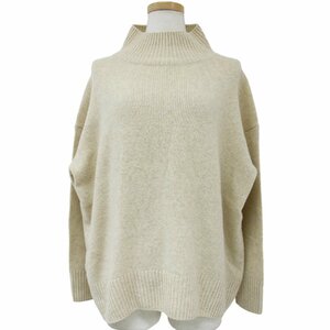 美品 UNTITLED アンタイトル ニット サイズ:44(XL) プルオーバー 長袖 ハイネック ラウンドヘム ドロップショルダー ラムウール ベージュ