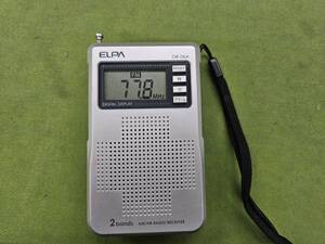 ★売切り★ELPA ワイドFM対応 FM/AM液晶表示コンパクトラジオ DR-06A 動作品 中古 No.D4