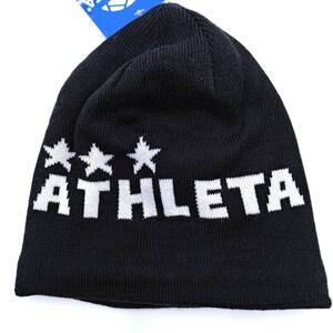 【中古・未使用品】アスレタ ニットキャップ ビーニー ニット帽 ブラック メンズ ATHLETA サッカー フットサル