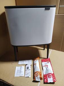 訳あり【未使用 開梱済品 】ブラバンシア　Brabantia Boタッチビン 11+23L ホワイト 313547 [30L /2分別]