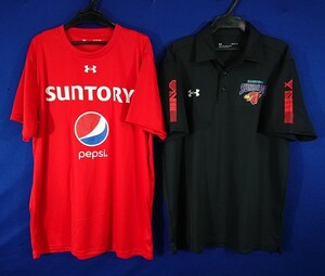 r1_1178s 美品 UA アンダーアーマー Vリーグ SUNTORY SUNBIRDS サントリーサンバーズ大阪 Tシャツ ポロシャツ セット