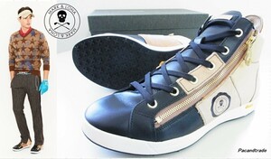 1円★MARK&LONA マーク&ロナ★Zip High-cut Sneaker ジップハイカットスニーカー★26cm【ML-ZK36】ブラック黒ベージュ薄茶【本物保証】