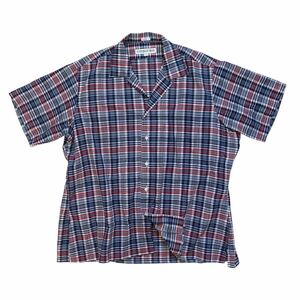 【未使用】INDIVIDUALIZED SHIRTS インディビジュアライズドシャツ 半袖シャツ チェック 春夏 ポケット ブルー コットン メンズL