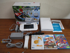 【Y12/K】ニンテンドー WiiU 本体 32GB WUP-101 WUP-010 動作品 ソフト3本 パワプロ Wii Music スプラトゥーン