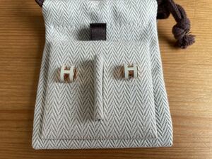 新品未使用　正規品　HERMES エルメス　ポップH ポップアッシュ　ピアス　ホワイト　ピンクゴールド　