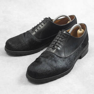 希少『PARABOOT』内羽根式ハラコレザーシューズ UK6(24.5cm相当) ブラック 内羽根 パラブーツ メンズ 管理9187