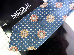 ♪34652C♪良品【花 デザイン スクエア 柄】ニコル【NICOLE】ネクタイ