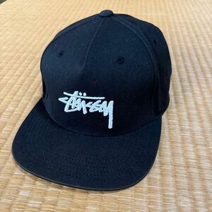 stussy ロゴ刺繍 キャップ 黒 レア 帽子 ステューシー