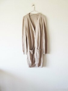 美品 FOXEY / フォクシー リネンコットンニットロングカーディガン NATURAL * レディース ジャケット シャツ