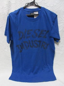 即決 デッドストック DIESEL INDUSTRY Tシャツ M ダークブルー 濃紺 インディゴ プリント Tee 未使用 綿100％ 青 ディーゼル ロゴ 正規品