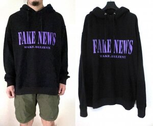 SHOOP シュープ FAKE NEWS MAKE BELIEVE HOODIE プルオーバーパーカー L ブラック パープル