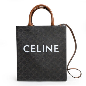 （未使用　展示品）セリーヌ CELINE バーティカル カバ スモール ショルダーハンドバッグ トリオンフキャンバス レザー 茶 191542BZK.04LU