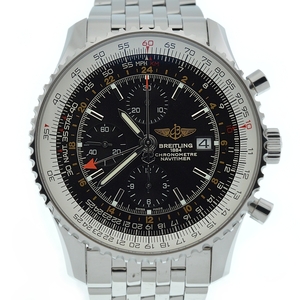 ブライトリング BREITLING A2432212-B726 ナビタイマー ワールド クロノグラフ GMT 自動巻き メンズ 美品 箱・保証書付き E#136410