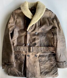 【名作/希少】RRL “Shearing Leather Coat” M レザー ジャケット マッキーノ コート カーコート ムートン Ralph Lauren ヴィンテージ