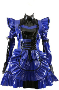 高品質 新作 めめしい メイド服 PVC ロック紫 ワンピース2つ 高級メイド服 コスプレ衣装 風 靴とウィッグ 別売り