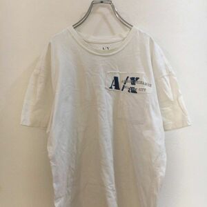 デザイン加工ARMANI /アルマーニ 半袖胸ポケット付きTシャツ アルマーニ ホワイト白　Sサイズ
