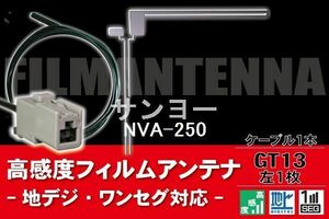 フィルムアンテナ & ケーブル コード 1本 セット サンヨー SANYO 用 NVA-250用 GT13 コネクター 地デジ ワンセグ フルセグ