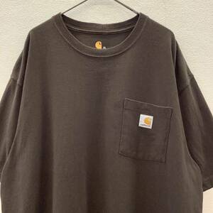 Carhartt ORIGINAL FIT Tee カーハート オリジナルフィット ポケットTシャツ ブラウン 古着 size XL 78466
