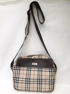 【中古】BURBERRY バーバリー ショルダーバッグ ノバチェック レディース ベージュ ブラウン 【7548】