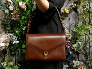 ●超美品●CELINE セリーヌ●フラップ●カーフ レザー 本革●ショルダー バッグ●ブラウン●ゴールド金具●肩掛け●ヴィンテージ●Js51334