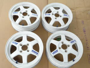 1円スタート RAYS レイズ VOLK RACING ボルクレーシング VR TE37C 14×5.0J PCD100 +45 4H ４本セット 中古品 絶版 希少 レア 鍛造 TE37 白