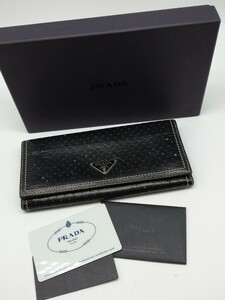 PRADA プラダ 二つ折り長財布 1M0201 ブラック レザー 現状品 ギャランティカード、元箱付き